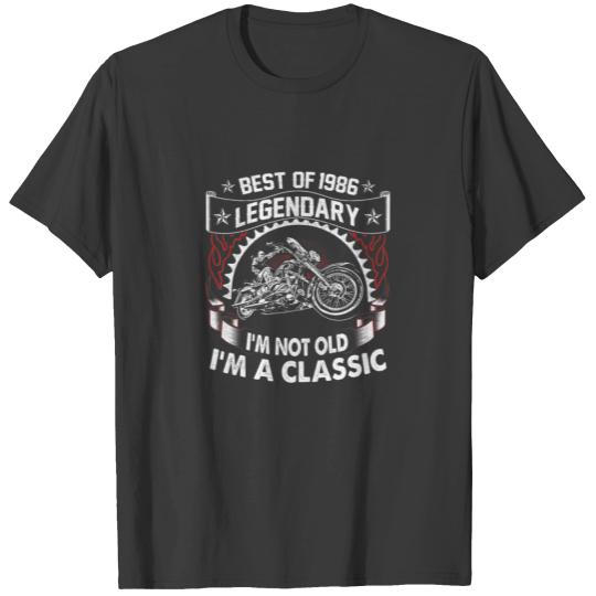 Motorcycle Vintage 1986 35 Years Old Funny 35Th Bi T-shirt