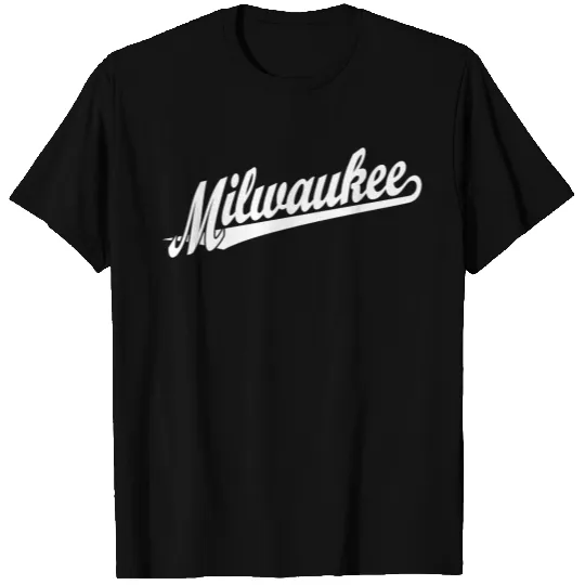 Milwaukee script logo in white T-shirt