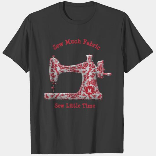 Red Damask Sewing Machine Monogram T-shirt
