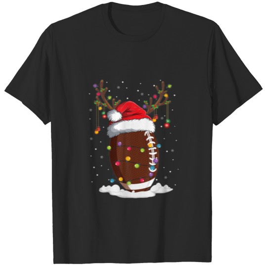 Discover Christmas Football Reindeer Funny Santa Hat Xmas K T-shirt
