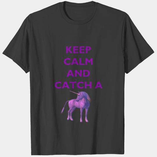 Keep Calm and Catch a Purple Unicorn 3/4 Sleeve T-shirt