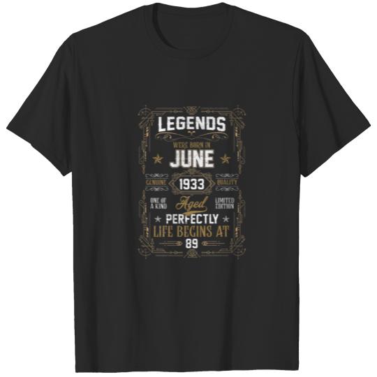 Discover Legends Were Born In June 1933 89Th Birthday Gifts T-shirt