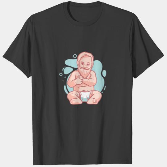 Toddler Baby Or Newborn With Head Hair Beard T-shirt