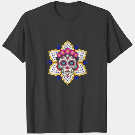 Floral Sugar Skull Day Of Death Dia De Los Muertos T-shirt
