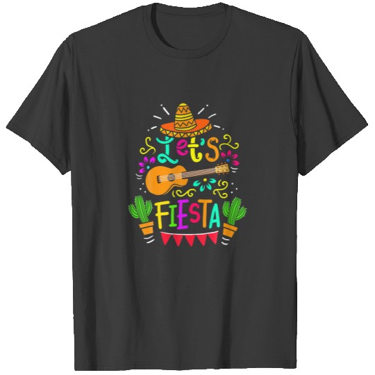Let's Fiesta Cinco De Mayo Party Mexican Guitar Ca T-shirt
