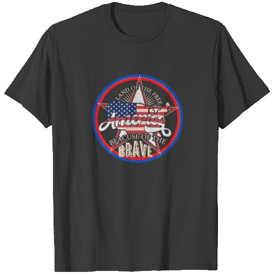 Retro Land Of The Free Because Of The Brave Star 4 T-shirt