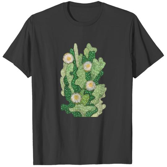 Blooming Cactus Succulent Cacti Green Khaki Olive T-shirt