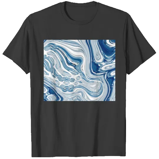 summer beach nautical waves watercolor blue swirls T-shirt