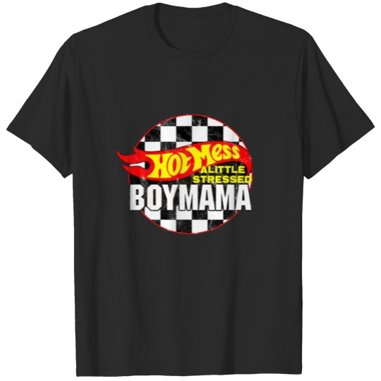 Hot Mess Little Stressed Boy Mama Racing Cars T-shirt