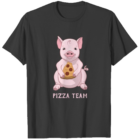 Cute Pink Pig Eating Pizza T-shirt