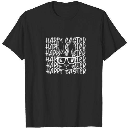 Discover Stacked Happy Easter Bunny Face With Glasses Easte T-shirt