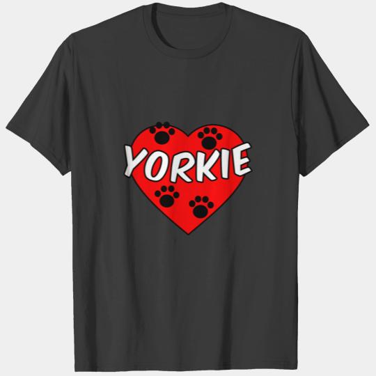 Yorkie Dog Paw Prints And Red Heart Polo T-shirt