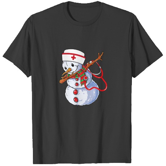 Dabbing Snowman Santa Christmas Dab Xmas Nurse Ste T-shirt