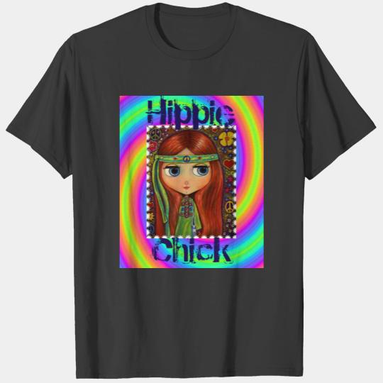 Hippie Chick 1960s Tie Dye Big Eye Doll T-shirt