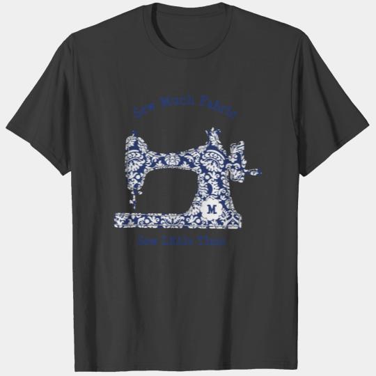Navy Blue Damask Sewing Machine T-shirt