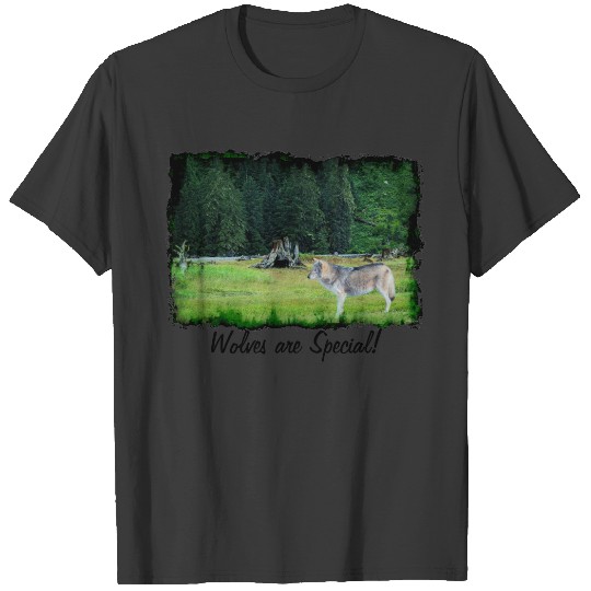 Grey Wolf & Alaskan Forest Wildlife Art T-shirt
