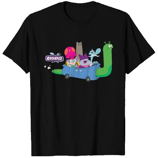 Mung, Chowder, Shnitzel, & Truffles in Snail Car T-shirt