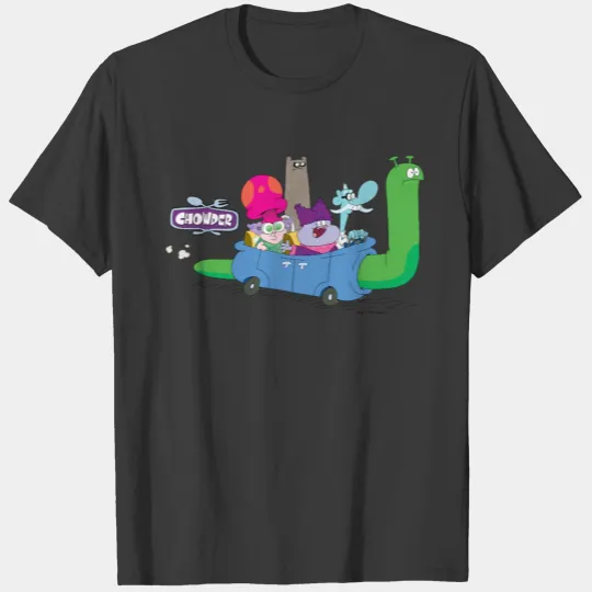Mung, Chowder, Shnitzel, & Truffles in Snail Car T-shirt