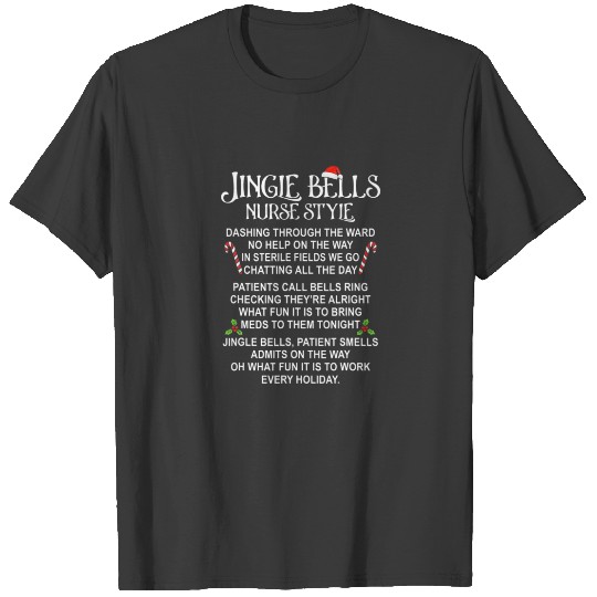 Jingle Bells Nurse Style Wreath Bells Santa Hat Ch T-shirt