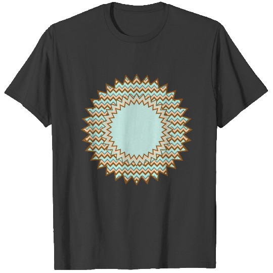 Turquoise Brown Zigzag Starburst Polka Dots T-shirt