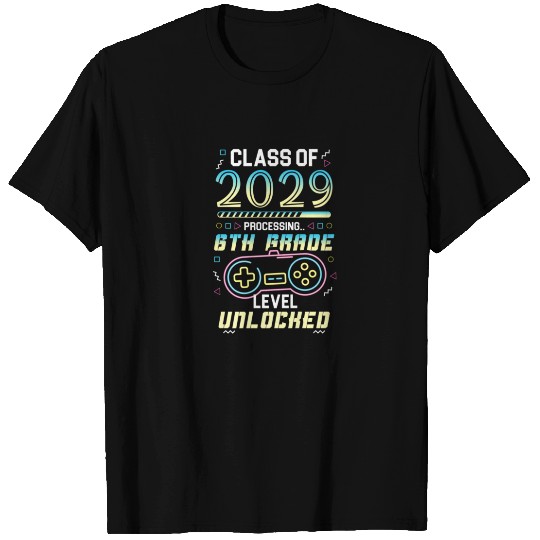 Class Of 2029 Gaming 6Th Grade Level Unlocked Back T-shirt