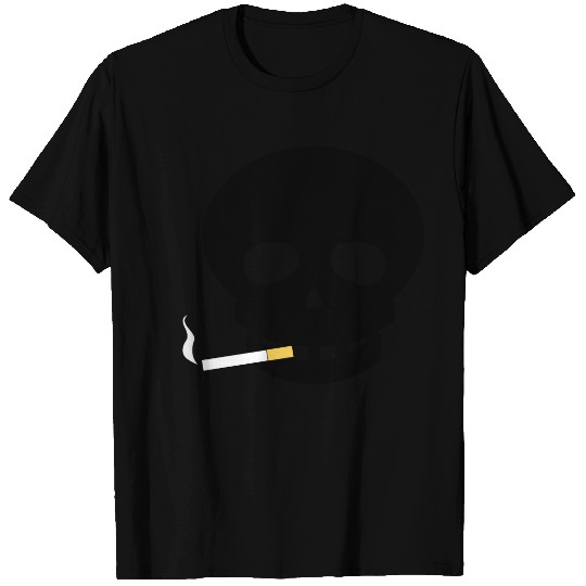 Black Skull With Burning Cigarette Zip Up T-shirt