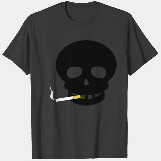 Black Skull With Burning Cigarette Zip Up T-shirt