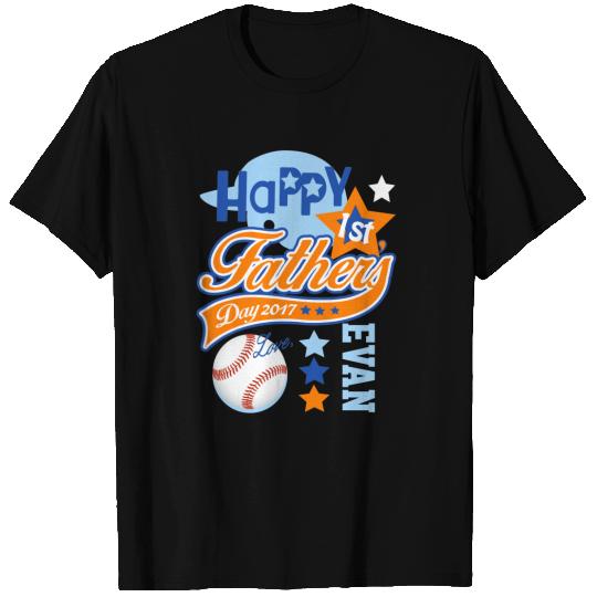 Baby Boy First Fathers Day Baseball  Navy T-shirt