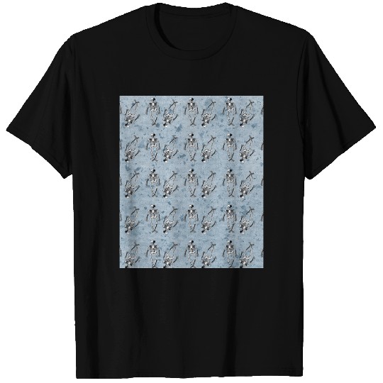 skeleton blue background T-shirt