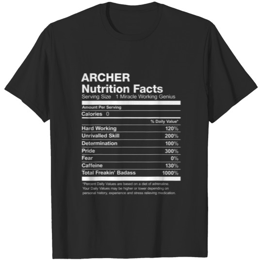 Discover Archer Nutrition Facts List Funny T-shirt