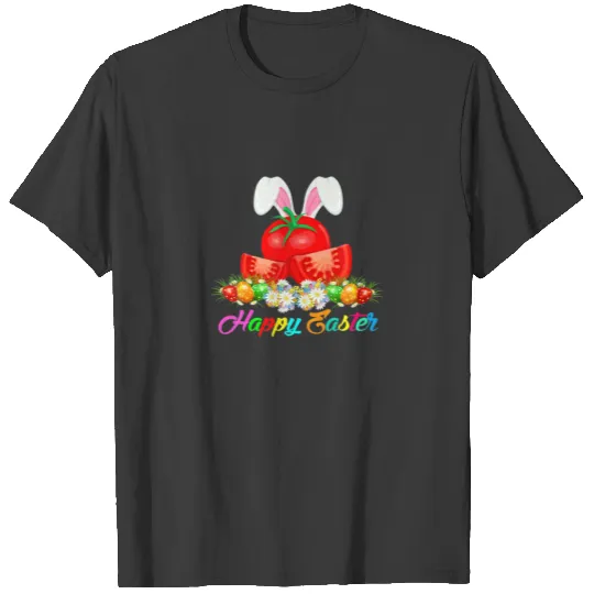 Happy Easter Easter Flower Bunny Tomato Easter Hun T-shirt
