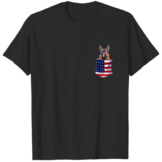 Patriotic German Shepherd USA Flag Dog Lover 4Thju T-shirt