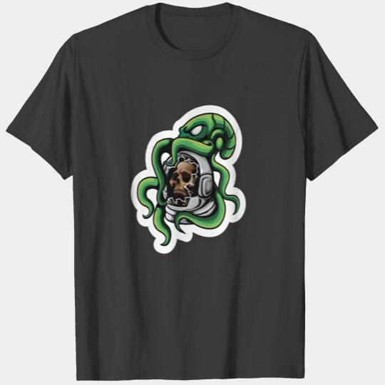 Astro Skull with Octopus White Board Sticker T-shirt