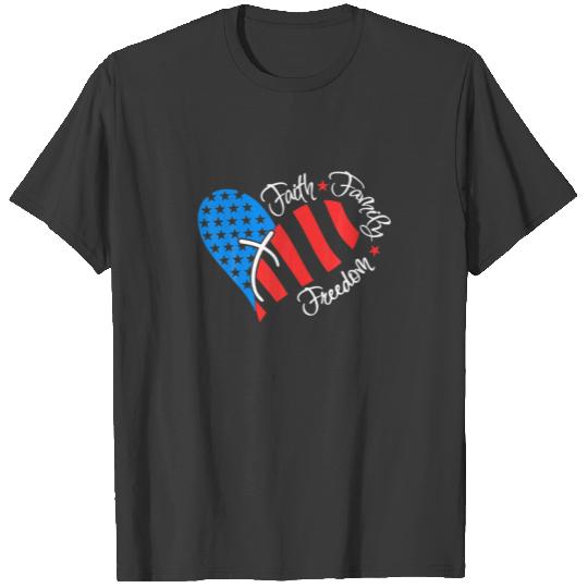 American Flag Faith Family Freedom USA 4Th Of July T-shirt