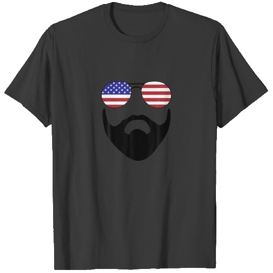 American Man American Flag Sunglasses And Beard 4T T-shirt