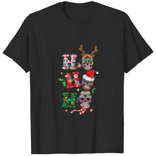 Ho Ho Ho Mexican Skull Santa Hat Christmas Funny X T-shirt