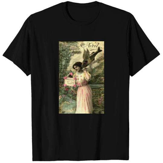 Vintage Victorian April Fools Day Flying Fish T-shirt