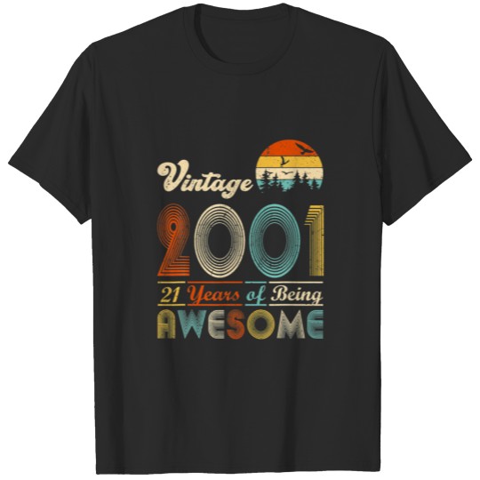 21 Years Old Vintage 2001 21St Birthday Men Wo T-shirt