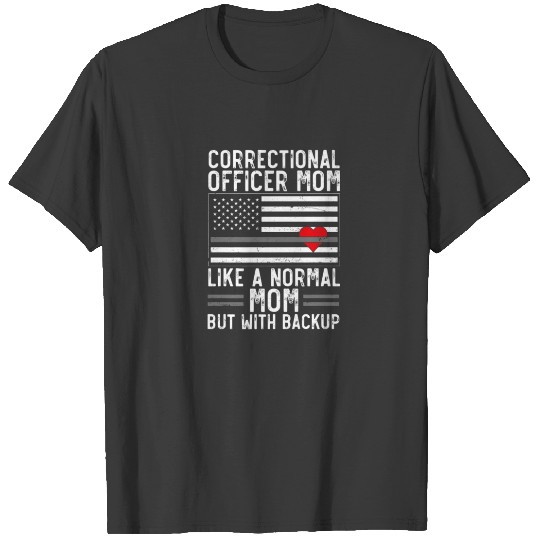 Correctional Officer Mom Mother Heart American Fla T-shirt