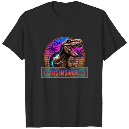 Retro 80S Color Cousinsaurus T Rex Dinosaur Family T-shirt
