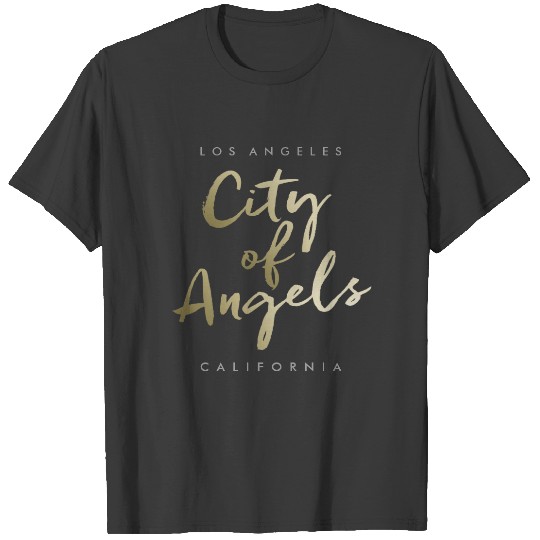 City Of Angels Handwritten Gold Script T-shirt