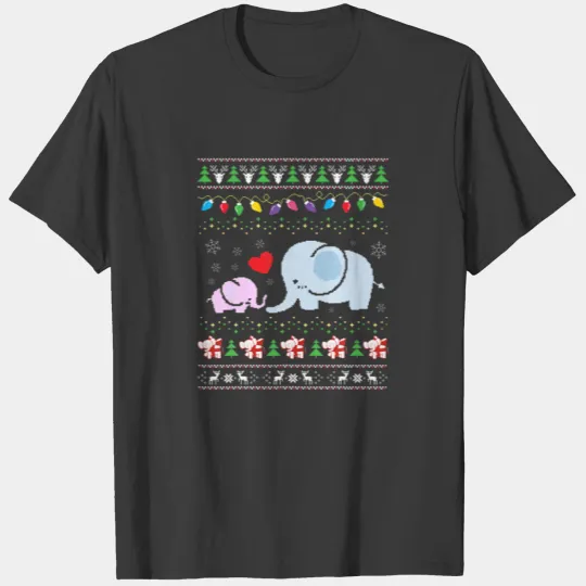 Elephant Mom And Son Daughter Ugly Christmas Pajam T-shirt