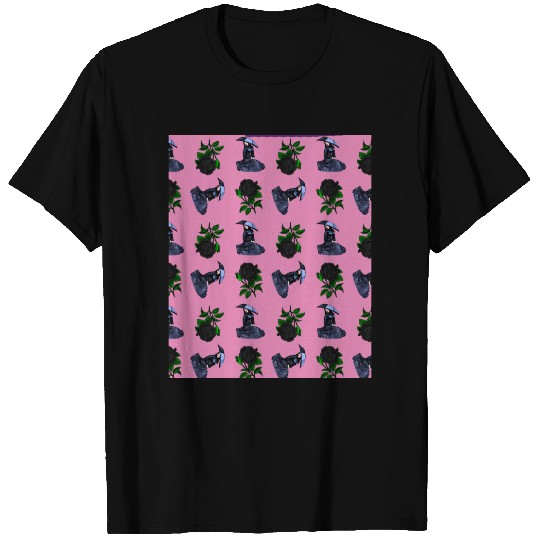 gothic girl rose light pink pattern T-shirt