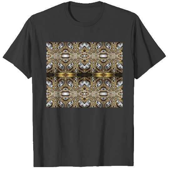 grey silver gold and black art deco pattern T-shirt