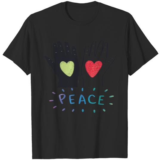 Discover LOVE & PEACE I Hand drawn Love heart & PEACE T-shirt