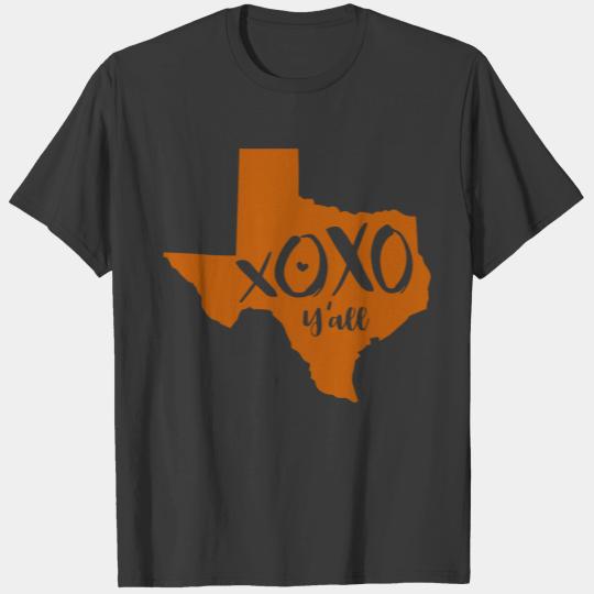 XOXO, Y'all - Burnt Orange Texas State Shape T-shirt