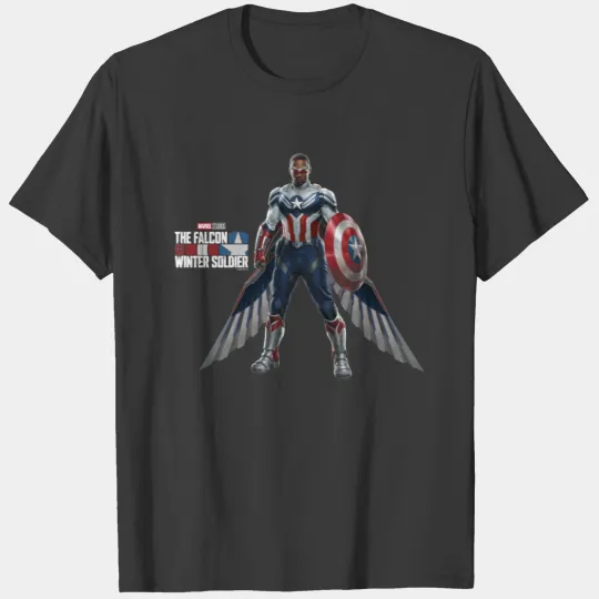 Captain America Holding Shield With Wings Down T-shirt