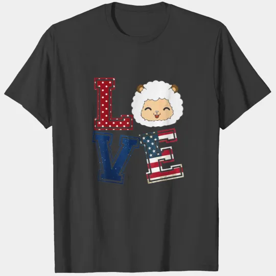 Sheep - LOVE Sheep Face American Flag Patriotic 4t T-shirt