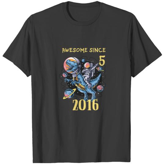 Awesome Since 2016 5th Birthday Kids Dinousar Sleeveless T-shirt