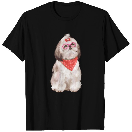 Hand-painted Shih Tzu Puppy Dog T-shirt